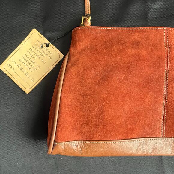 Vintage Tiberon Leathers Brown Suede & Leather Crossbody Purse Made in USA Bow - Picture 5 of 8